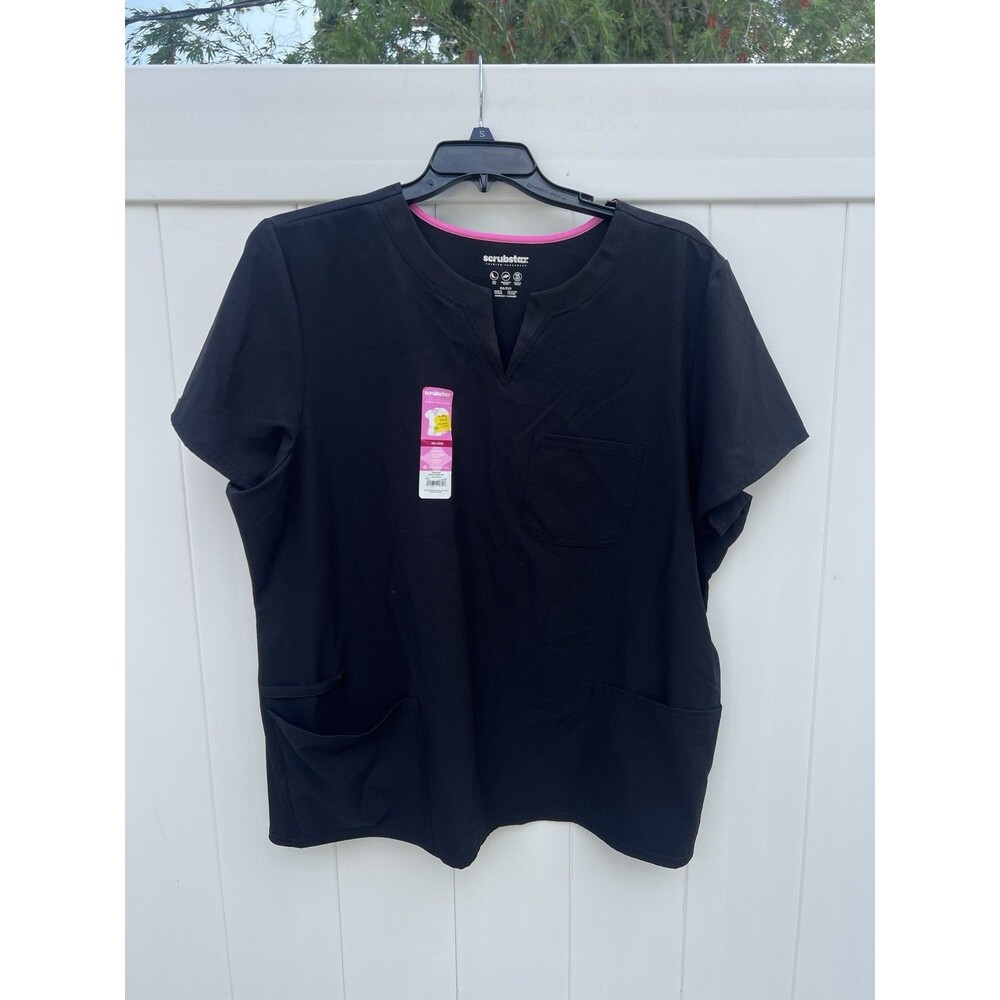 Scrubstar Medical Scrub Top 2X Black V-Neck Short Sleeve New NWT